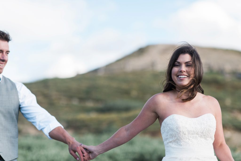 Smiling couple wedding day portrait tips with Jenna Wren Photography Colorado Photographer