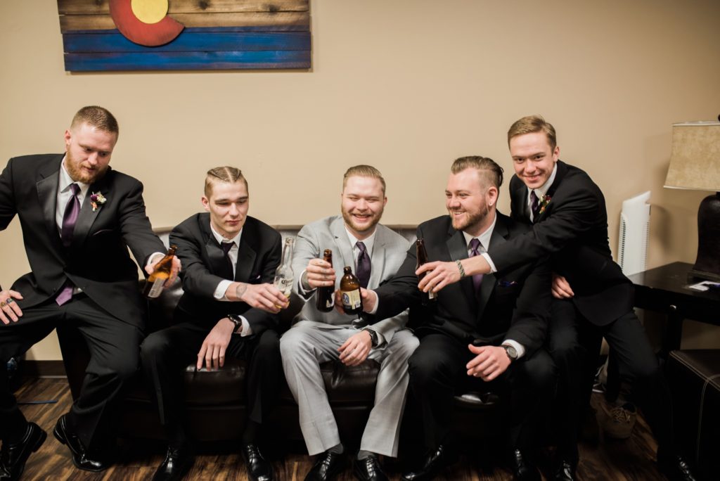 Groomsmen and groom portraits for winter wedding with Jenna Wren Photography