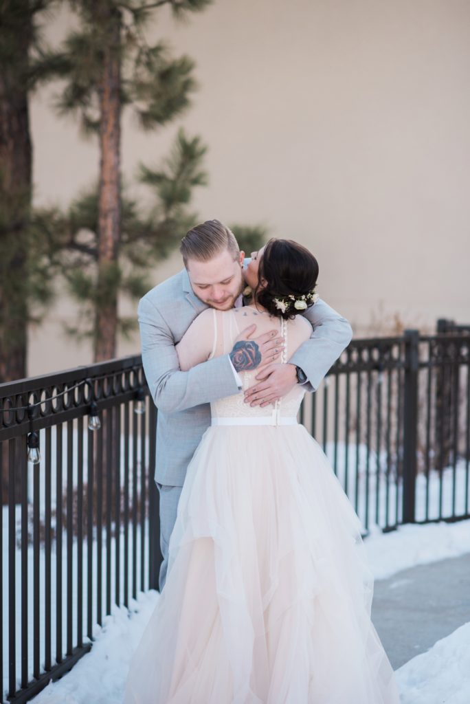 precious hugs during couple's first look in Colorado 