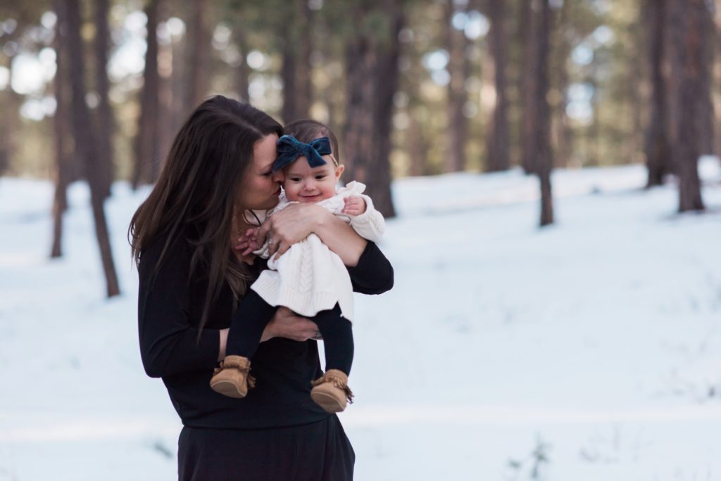 Sweet Layla girl with her momma Jenna Wren photographer for intimate wedding and elopement photographer in Colorado 