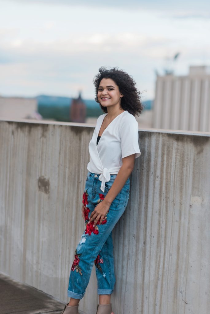 parking garage roof senior portraits