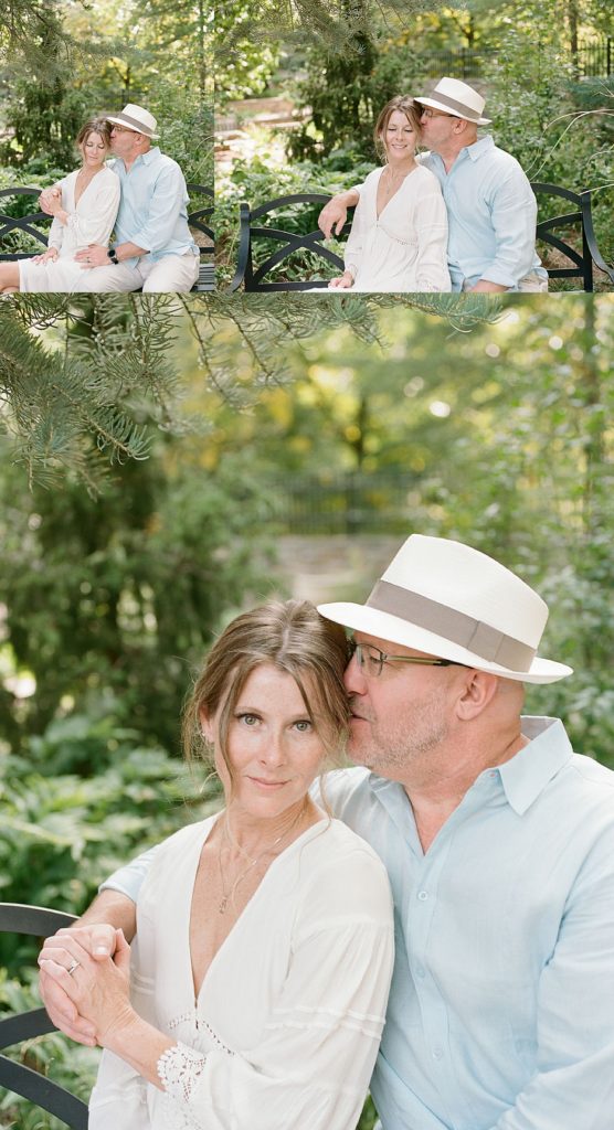 Denver wedding photographer with couple for their portraits at their wedding in Denver Botanic Gardens