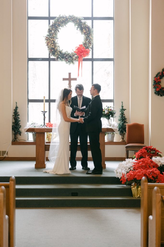 vow exchange during Beaver Creek wedding inside the Chapel
