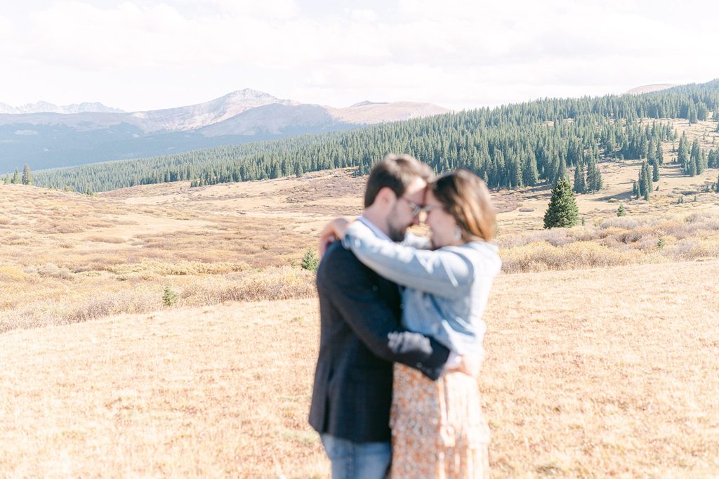 mountain engagement pictures with views Vail Colorado 