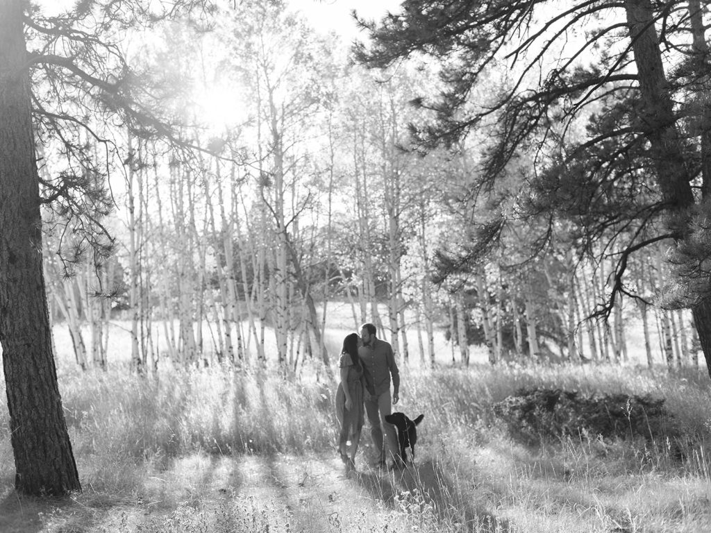 Meyer Ranch Park Engagement Session with dog and couple in the fall
