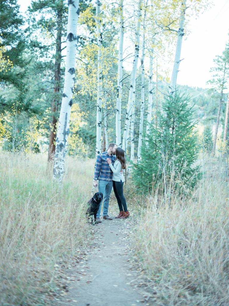 Meyer Ranch Park engagement session fall portraits with couple and their dog