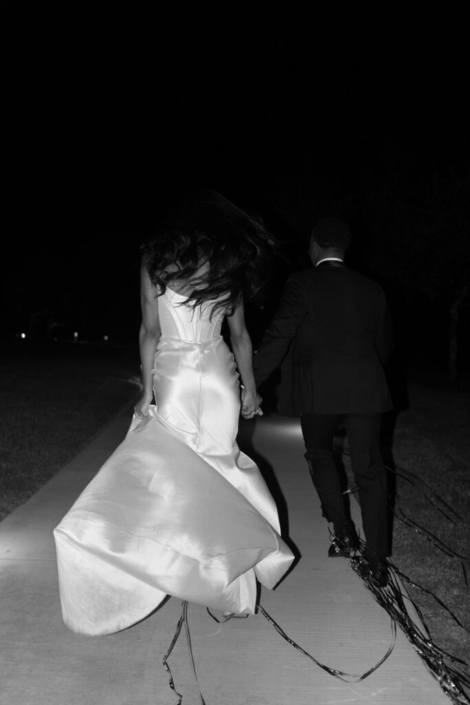 bride and groom exit from The Arlo in Austin 