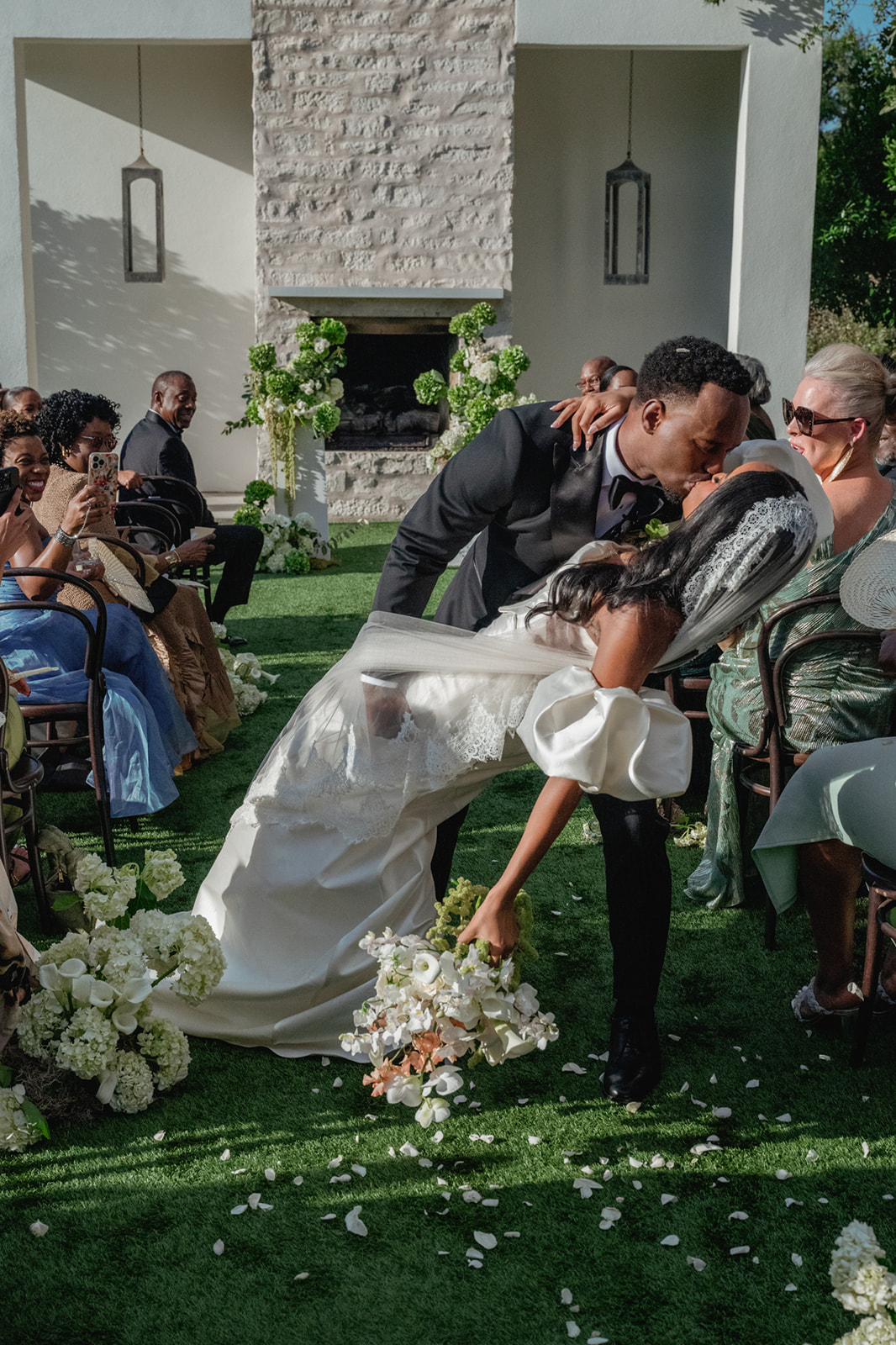 Editorial wedding portraits of bride and groom at The Arlo, framed by clean architecture and soft Texas hill country light.