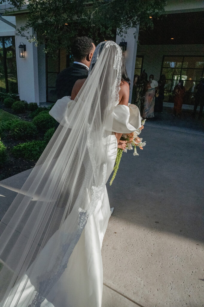 Editorial wedding portraits of bride and groom at The Arlo, framed by clean architecture and soft Texas hill country light.”