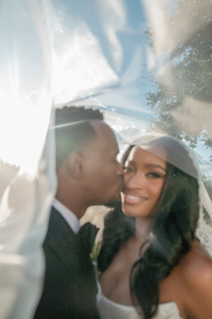Editorial wedding portraits of bride and groom at The Arlo, framed by clean architecture and soft Texas hill country light.”